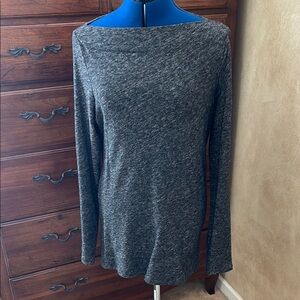 Eileen Fisher Cotton/Wool Dark Heather Gray Long Sleeved Tunic.